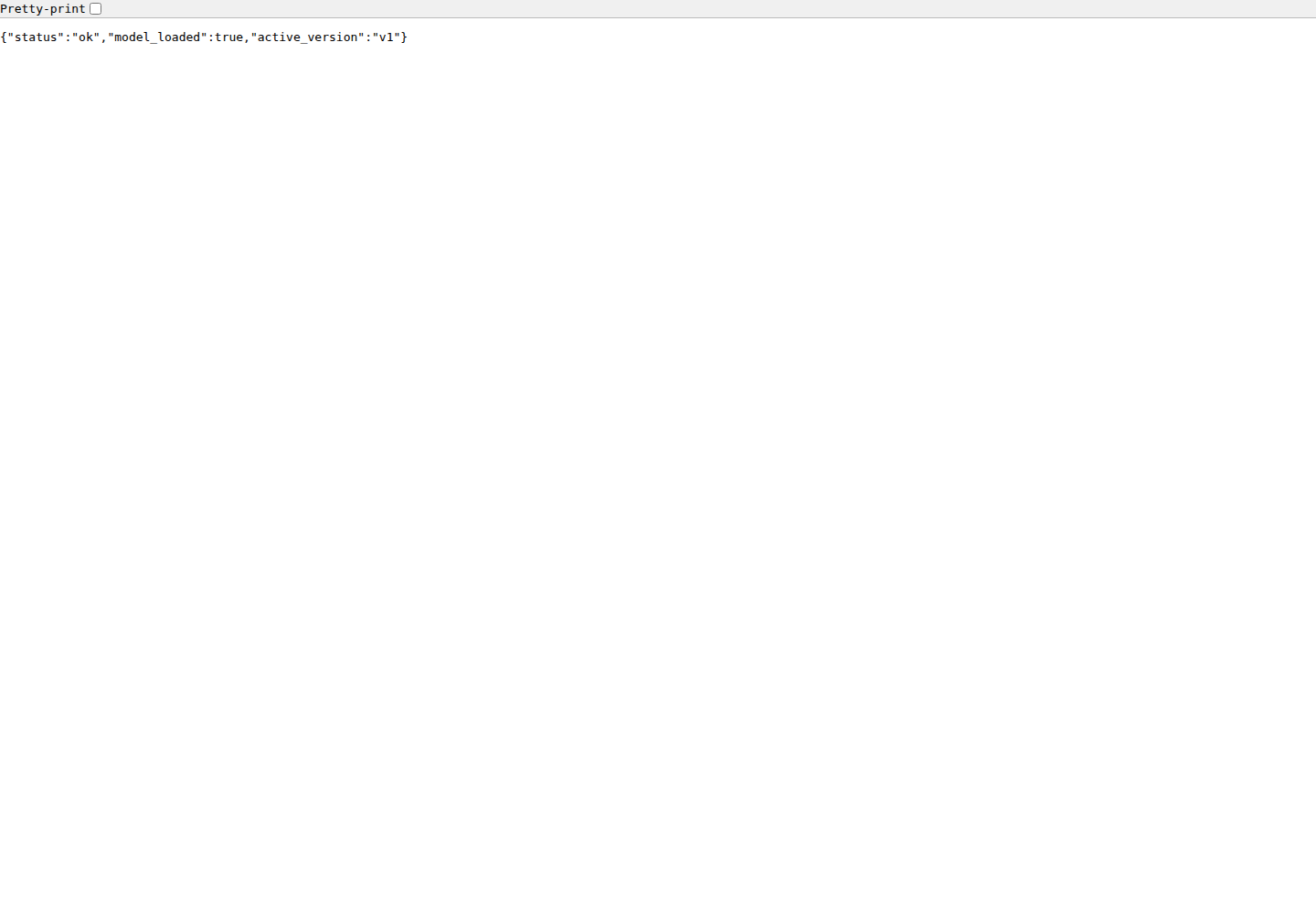 Real JSON response from the customer churn service health endpoint